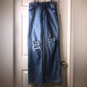 KanCan Distressed Button Fly Flare Jeans Size 5/26